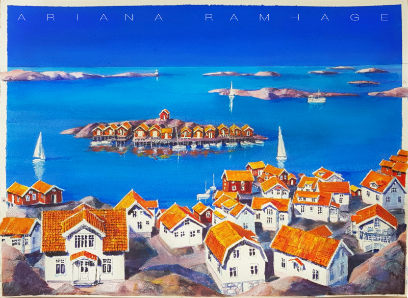 Edshultshall, Orust
Akvarell
Är i skrivande stund den nyaste akvarellen i ateljén. Juni 2020
Stor tavla 96 x 77 cm